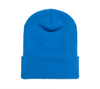 Carolina Blue Cuffed Knit Custom Beanie for Embroidery and Laser etched leather patch by Flexfit