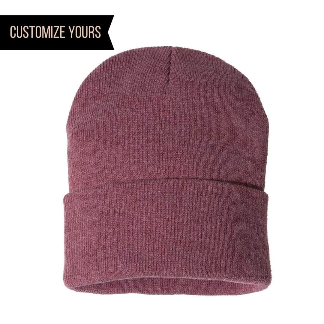 Sportsman SP12 – Solid Knit Beanie Stocking Cap | Custom Beanies with Your Logo in Bulk-Heather Cardinal-Dekni-Creations