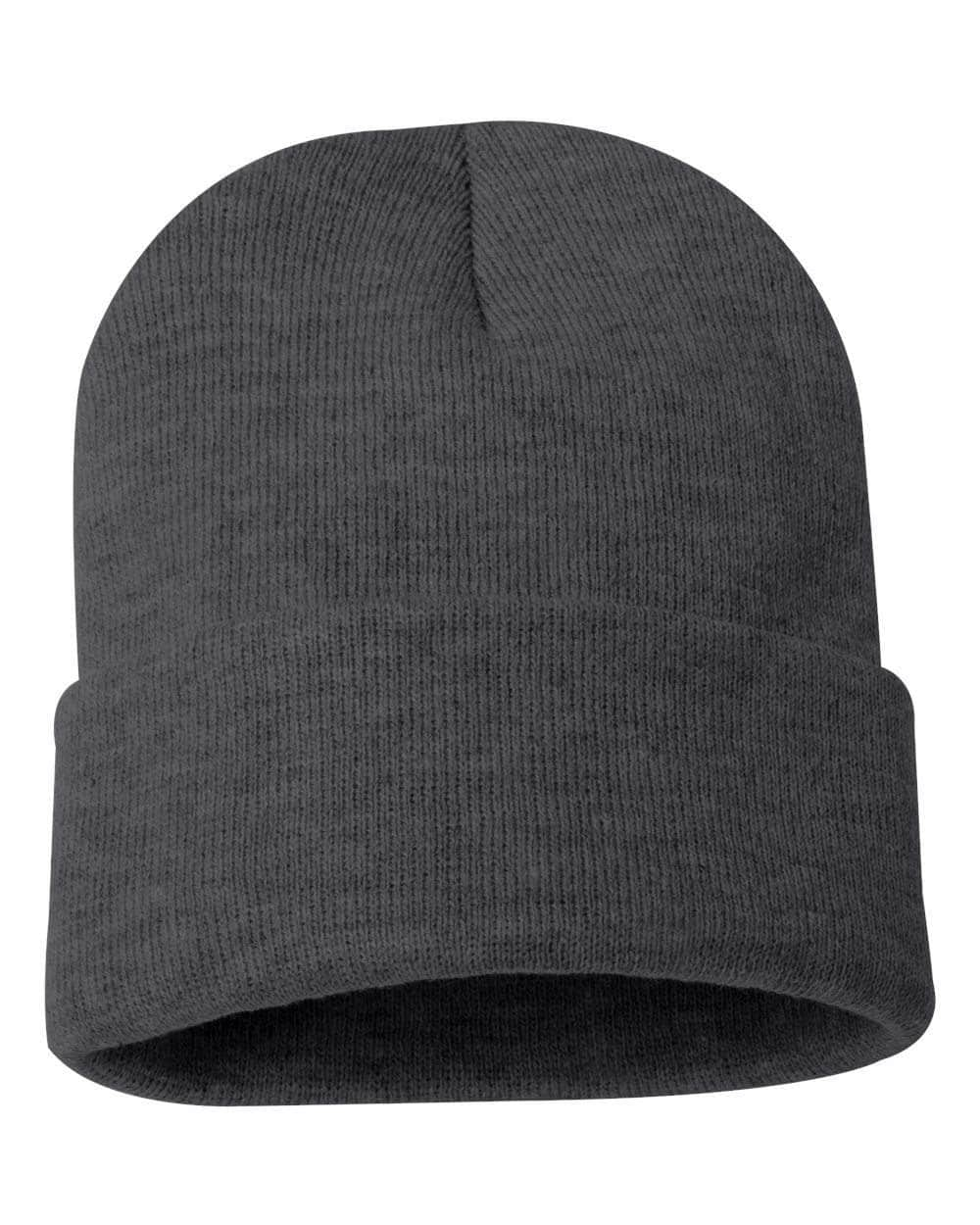 Sportsman SP12 – Solid Knit Beanie Stocking Cap | Custom Beanies with Your Logo in Bulk-Heather Charcoal-Dekni-Creations