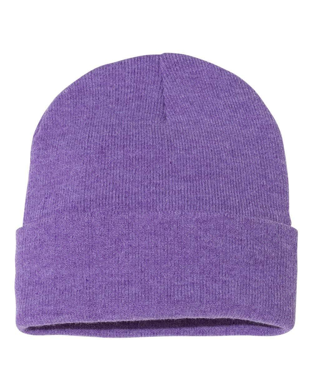 Sportsman SP12 – Solid Knit Beanie Stocking Cap | Custom Beanies with Your Logo in Bulk-Heather Purple SP-Dekni-Creations