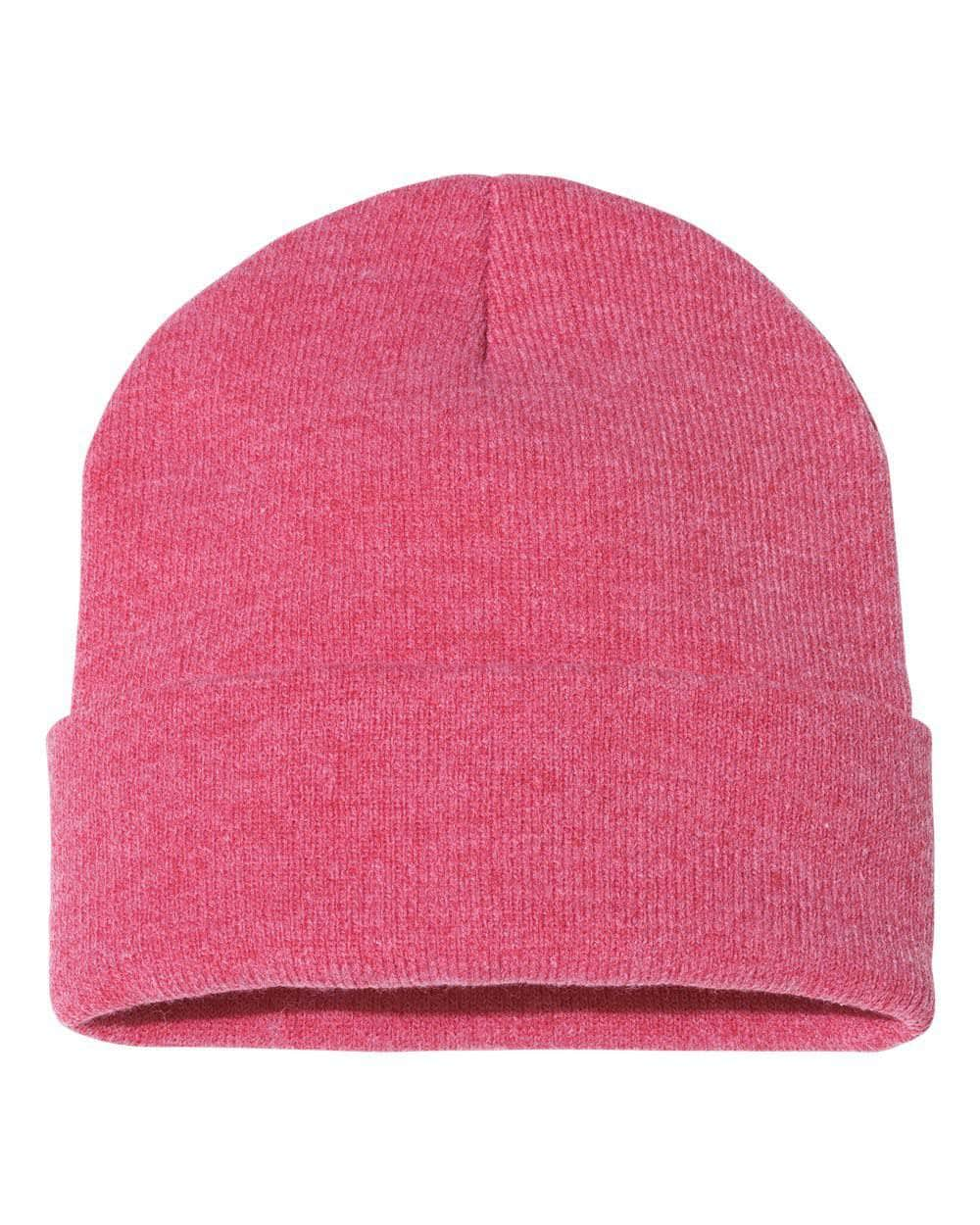 Sportsman SP12 – Solid Knit Beanie Stocking Cap | Custom Beanies with Your Logo in Bulk-Heather Red SP-Dekni-Creations