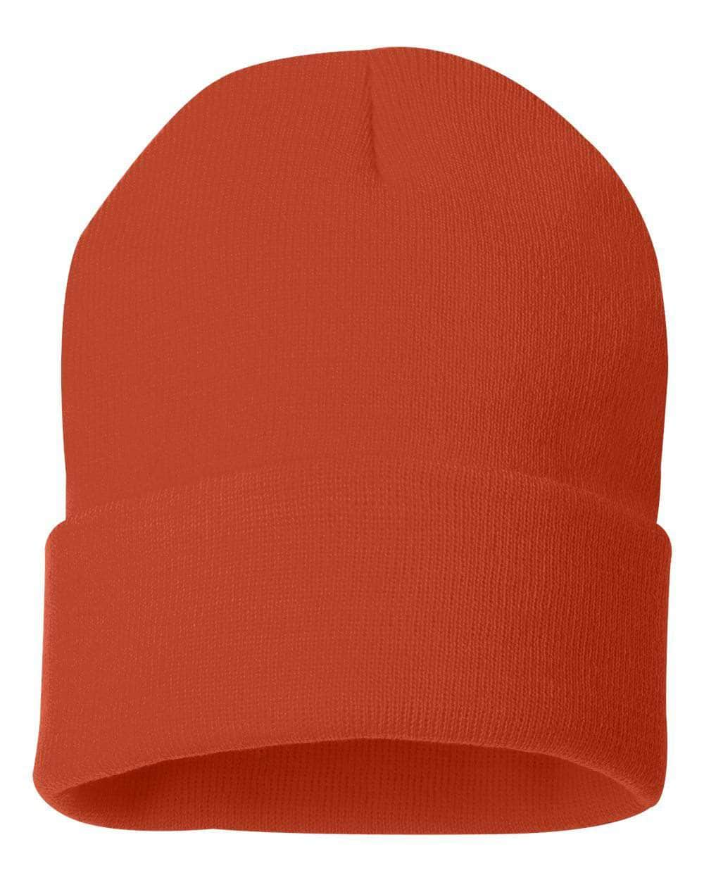 Sportsman SP12 – Solid Knit Beanie Stocking Cap | Custom Beanies with Your Logo in Bulk-Orange-Dekni-Creations