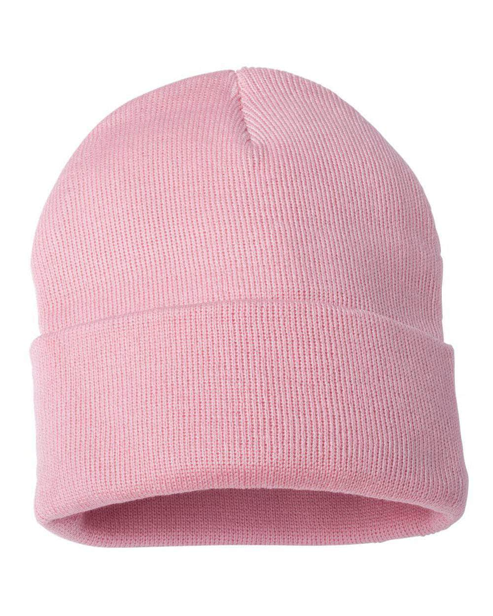 Sportsman SP12 – Solid Knit Beanie Stocking Cap | Custom Beanies with Your Logo in Bulk-Pink-Dekni-Creations