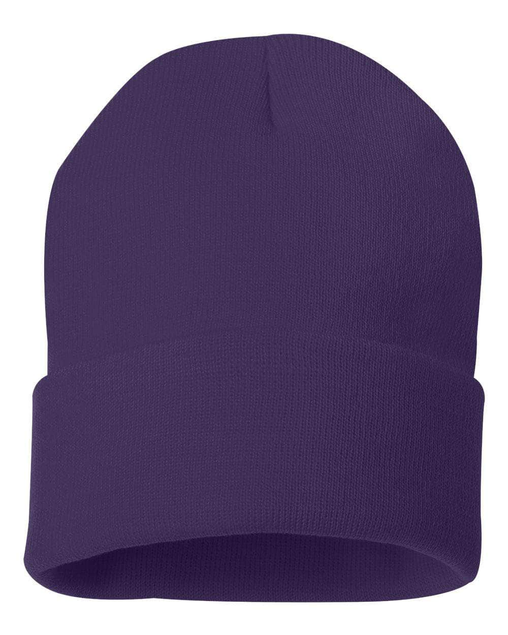 Sportsman SP12 – Solid Knit Beanie Stocking Cap | Custom Beanies with Your Logo in Bulk-Purple-Dekni-Creations