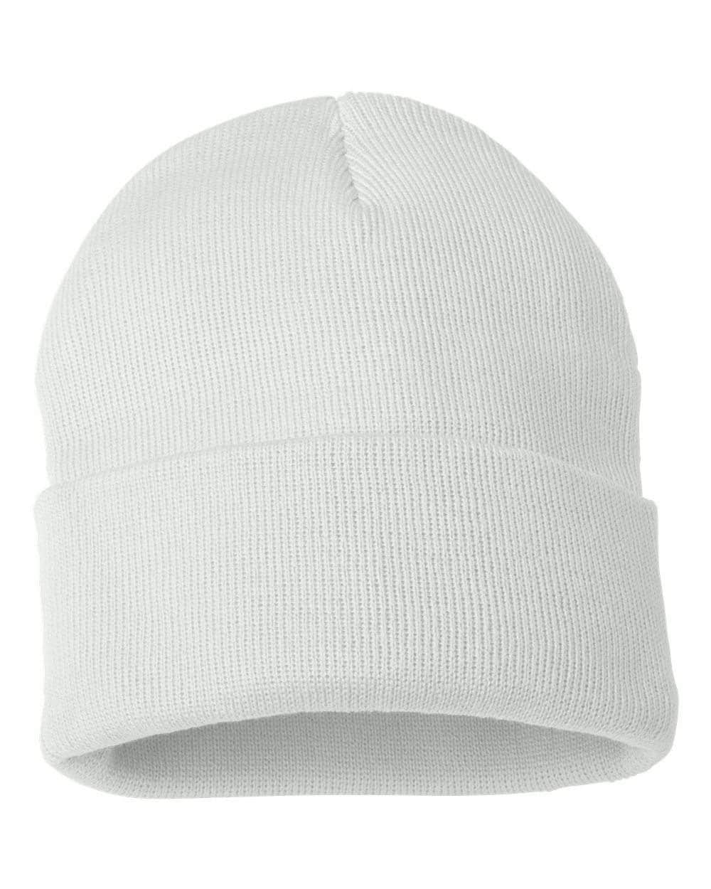 Sportsman SP12 – Solid Knit Beanie Stocking Cap | Custom Beanies with Your Logo in Bulk-White-Dekni-Creations