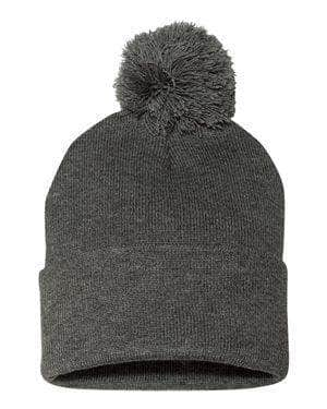 Sportsman SP15 – Knit Pom Beanie Stocking Cap | Custom Beanies with Your Logo in Bulk-Dark Heather Grey-Dekni-Creations