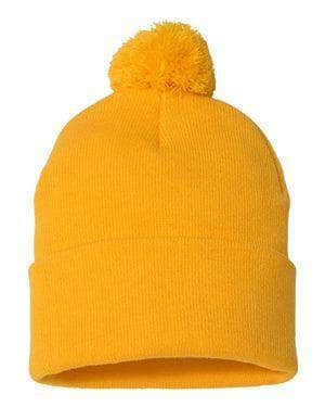 Sportsman SP15 – Knit Pom Beanie Stocking Cap | Custom Beanies with Your Logo in Bulk-Gold-Dekni-Creations