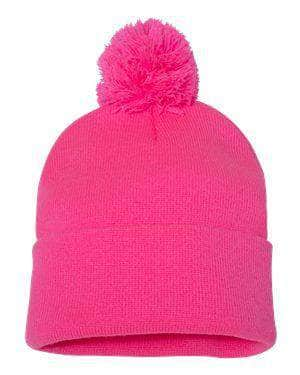 Sportsman SP15 – Knit Pom Beanie Stocking Cap | Custom Beanies with Your Logo in Bulk-Neon Pink-Dekni-Creations