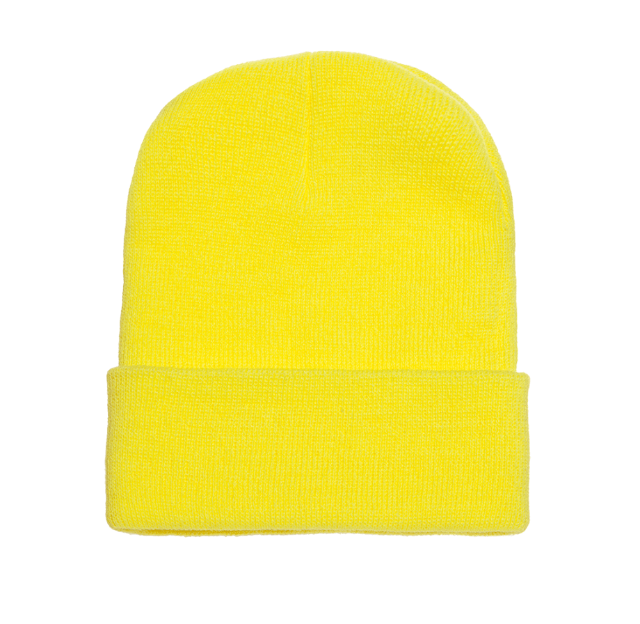 Yupoong 1501KC – Cuffed Knit Beanie | Custom Beanies with Your Logo in Bulk-Safety Yellow-Dekni-Creations