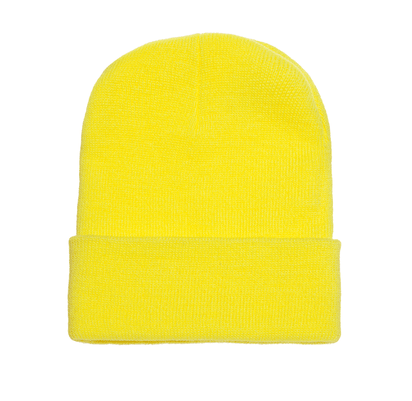 Yupoong 1501KC – Cuffed Knit Beanie | Custom Beanies with Your Logo in Bulk-Safety Yellow-Dekni-Creations