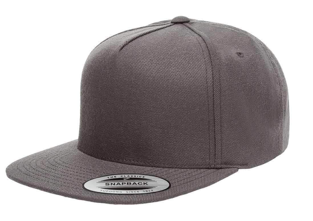 Yupoong 5089M – High-Profile 5-Panel Flat Bill Snapback Hat | Custom Hats with Your Logo in Bulk-Dark Grey-Dekni-Creations