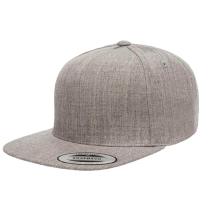 Yupoong 5089M – High-Profile 5-Panel Flat Bill Snapback Hat | Custom Hats with Your Logo in Bulk-Heather Grey SB-Dekni-Creations