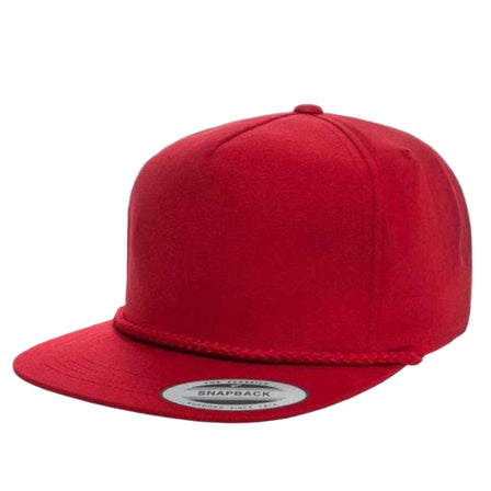 Yupoong 6002 – Poplin Golf Rope Flat Bill Cap | Custom Hats with Your Logo in Bulk-Red-Dekni-Creations