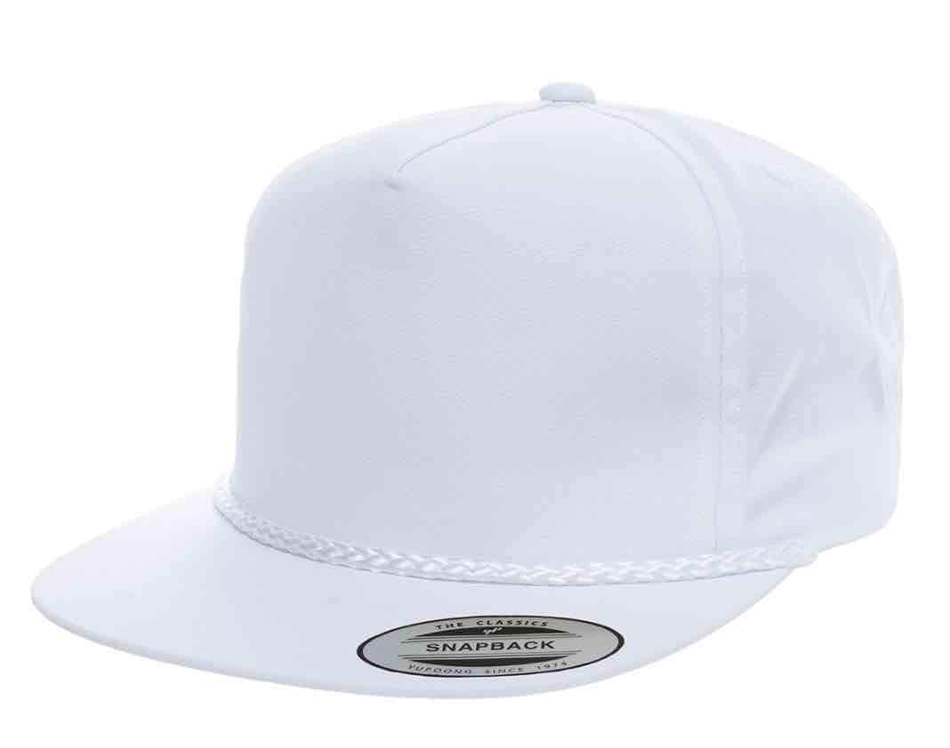 Yupoong 6002 – Poplin Golf Rope Flat Bill Cap | Custom Hats with Your Logo in Bulk-White-Dekni-Creations