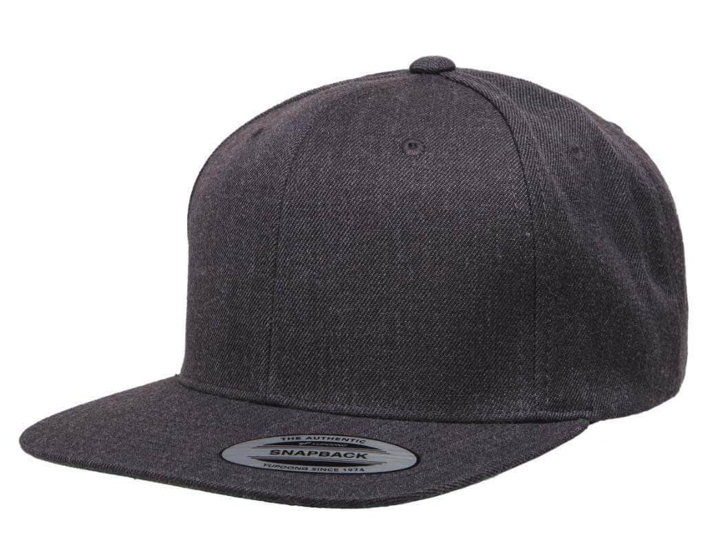 Yupoong 6089M(T) – High-Profile Wool Flat Bill Hat | Custom Hats with Your Logo in Bulk-Dark Heather-Dekni-Creations