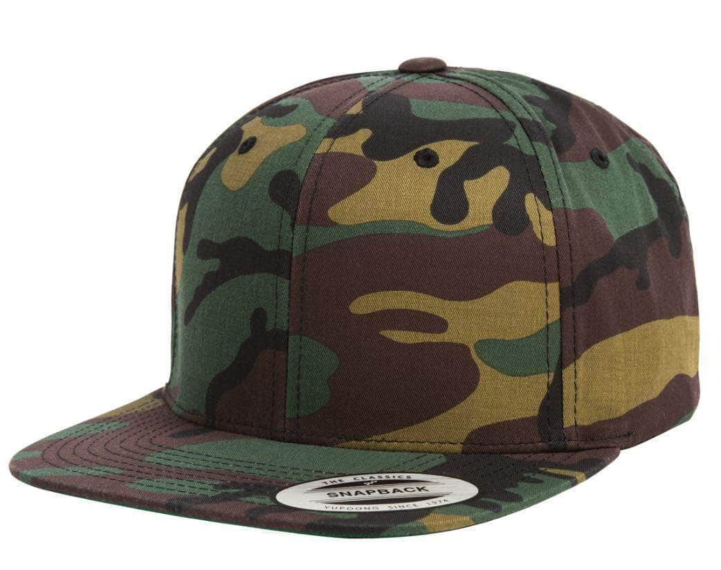 Yupoong 6089M(T) – High-Profile Wool Flat Bill Hat | Custom Hats with Your Logo in Bulk-Green Camo-Dekni-Creations