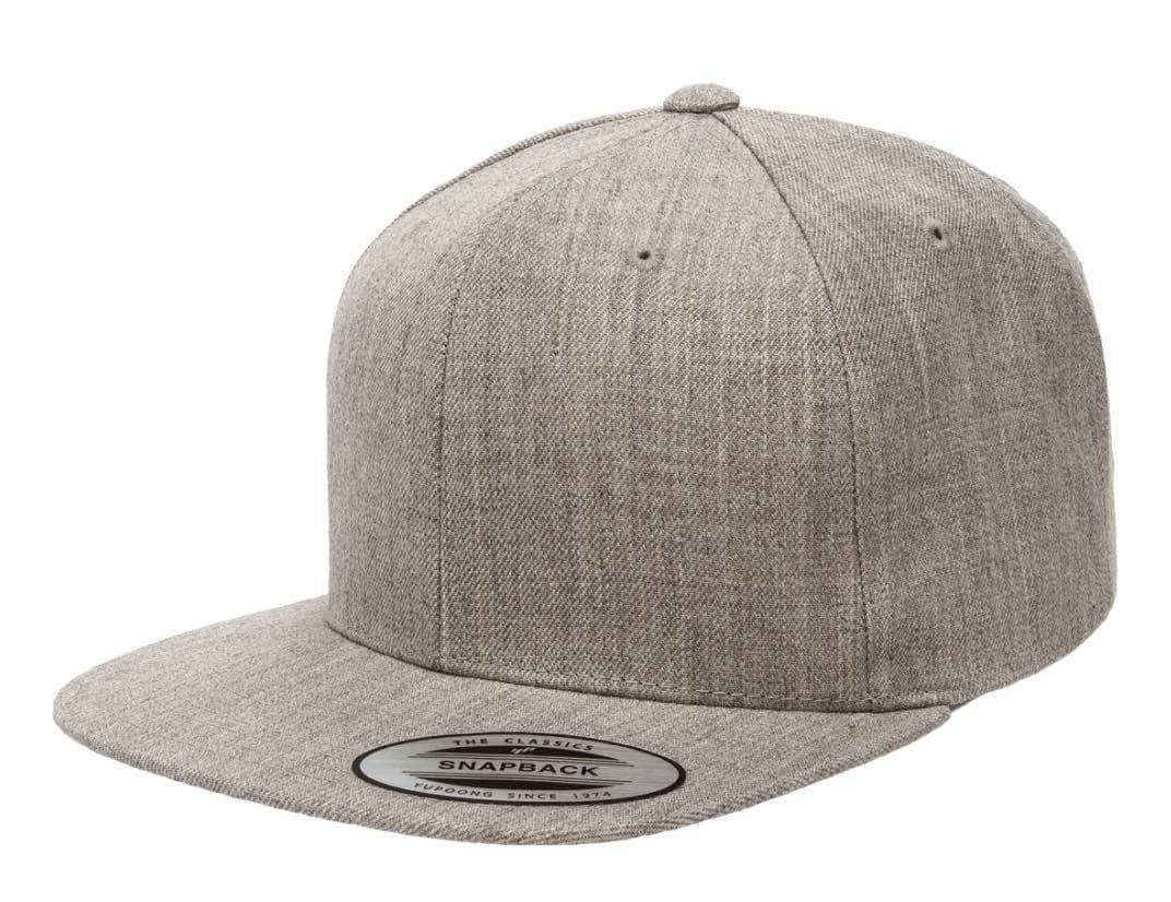 Yupoong 6089M(T) – High-Profile Wool Flat Bill Hat | Custom Hats with Your Logo in Bulk-Heather Grey-Dekni-Creations