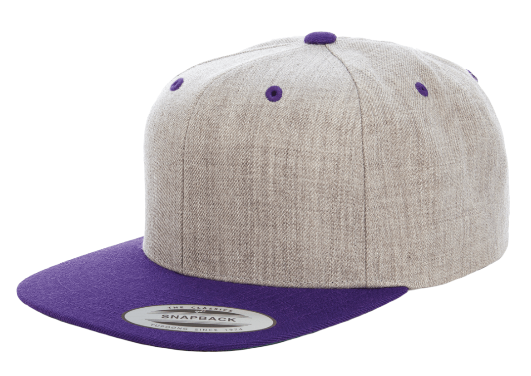 Yupoong 6089M(T) – High-Profile Wool Flat Bill Hat | Custom Hats with Your Logo in Bulk-Heather/Purple-Dekni-Creations