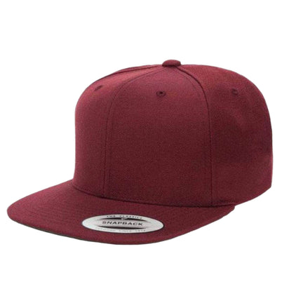 Yupoong 6089M(T) – High-Profile Wool Flat Bill Hat | Custom Hats with Your Logo in Bulk-Maroon-Dekni-Creations