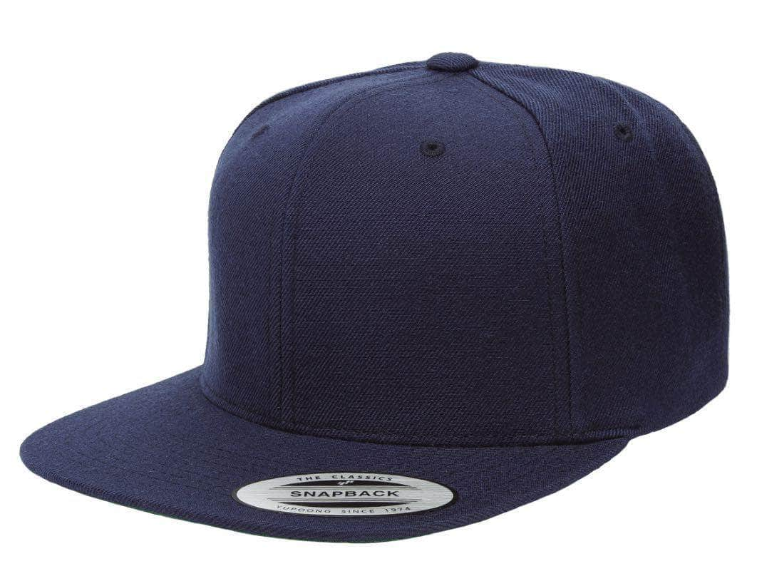 Yupoong 6089M(T) – High-Profile Wool Flat Bill Hat | Custom Hats with Your Logo in Bulk-Navy-Dekni-Creations