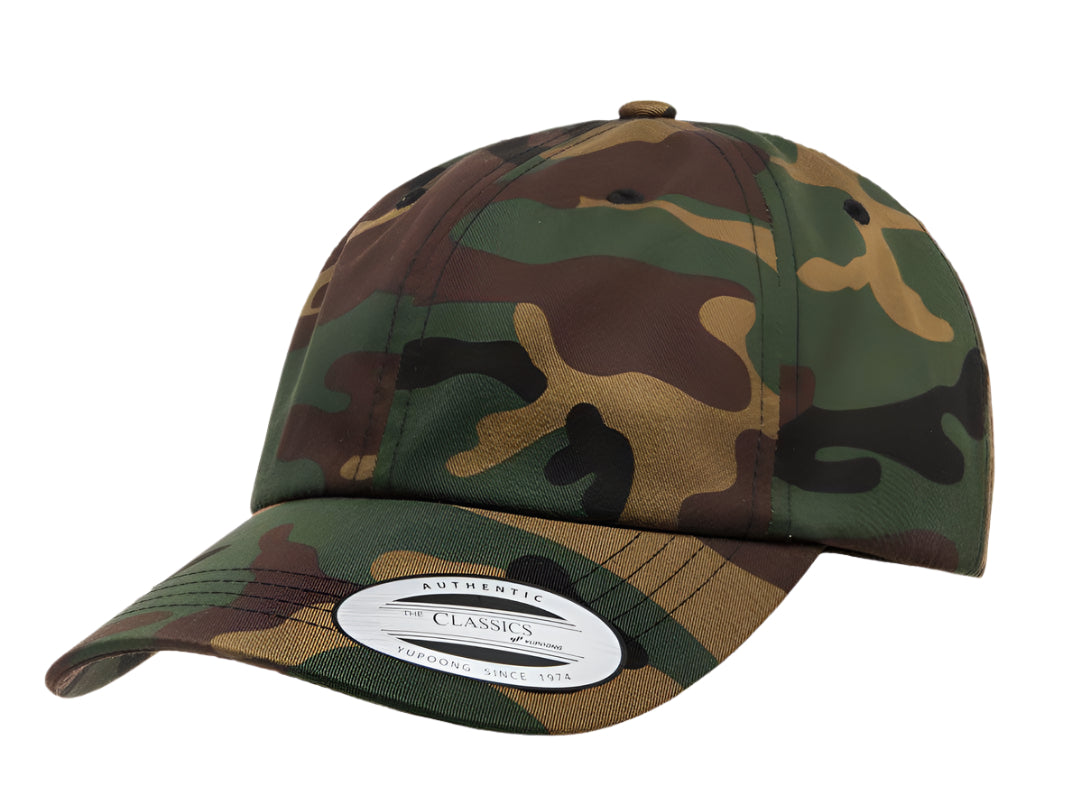 Yupoong 6245CM – Cotton Dad Hat | Custom Hats with Your Logo in Bulk-Green Camo-Dekni-Creations