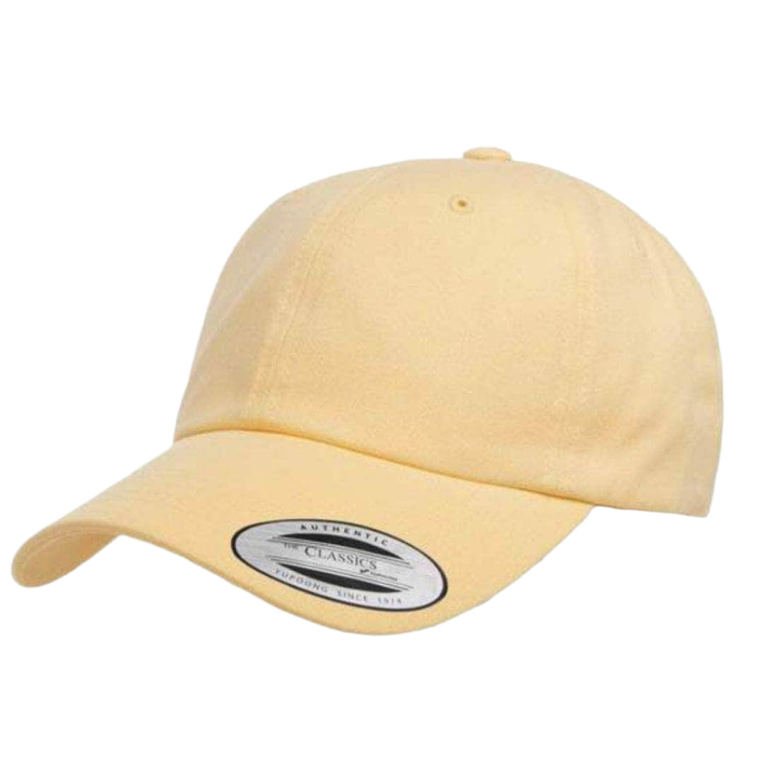 Yupoong 6245PT – Peached Cotton Twill Dad Hat | Custom Hats with Your Logo in Bulk-Yellow-Dekni-Creations