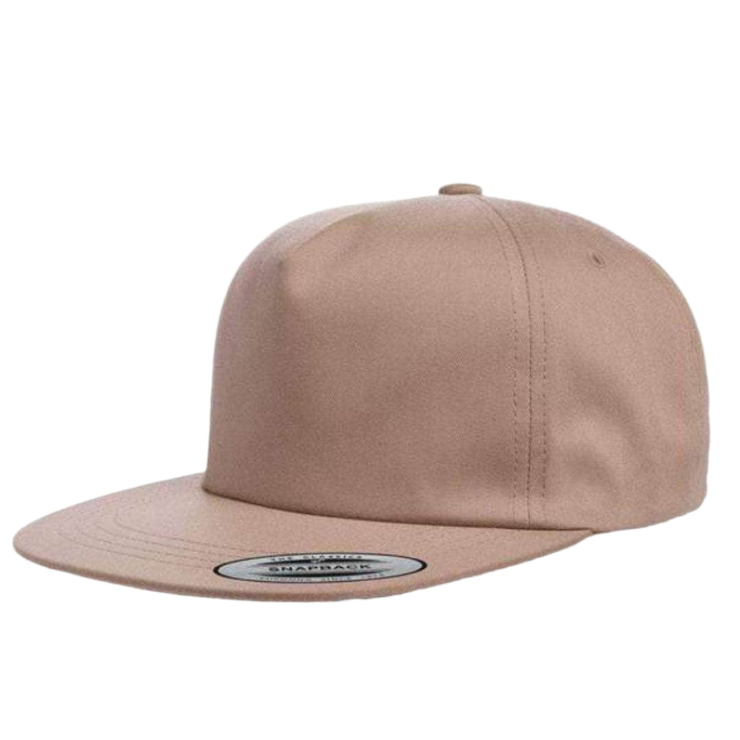 Yupoong 6502 – 5-Panel Snapback Flat Bill Hat | Custom Hats with Your Logo in Bulk-Khaki-Dekni-Creations