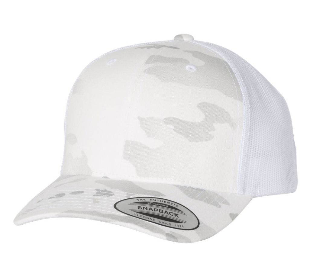 Yupoong 6606MC – Multicam 6-Panel Trucker Hat | Custom Hats with Your Logo in Bulk-Multicam Alpine/ White-Dekni-Creations