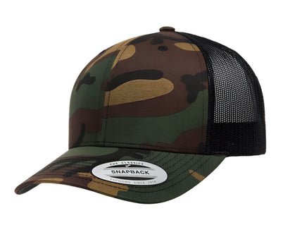 Yupoong 6606(T) – Trucker Hat | Custom Hats with Your Logo in Bulk-Green/Camo Black-Dekni-Creations