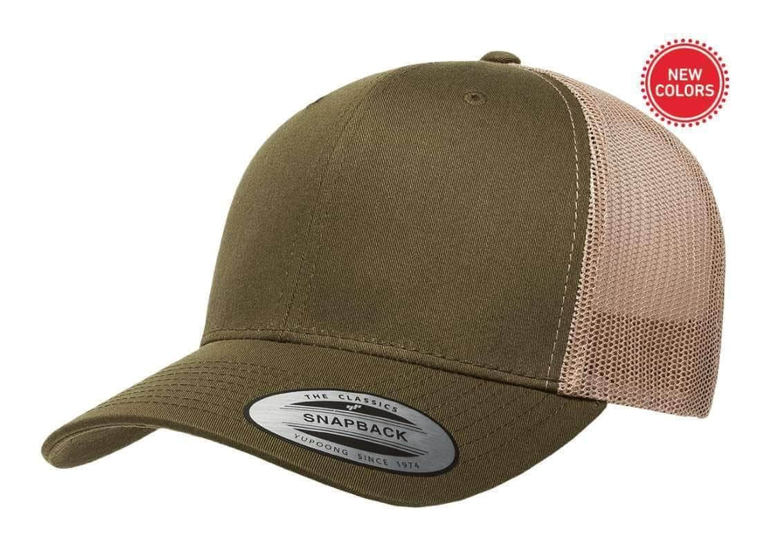 Yupoong 6606(T) – Trucker Hat | Custom Hats with Your Logo in Bulk-Moss/Khaki-Dekni-Creations