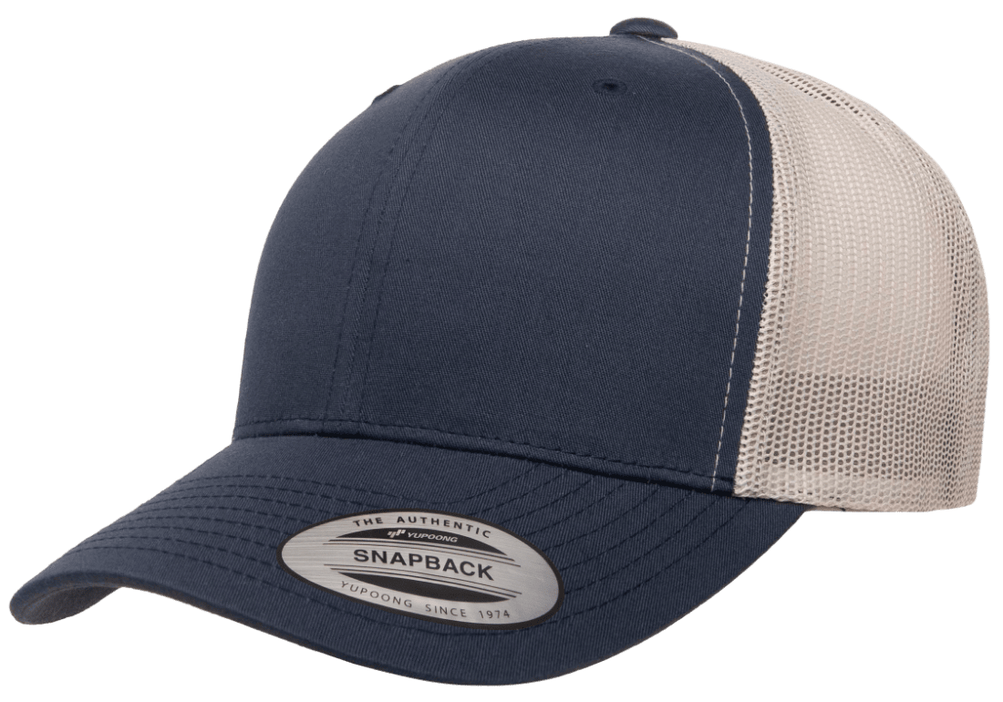 Yupoong 6606(T) – Trucker Hat | Custom Hats with Your Logo in Bulk-Navy/Silver-Dekni-Creations