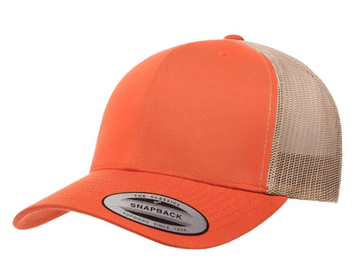 Yupoong 6606(T) – Trucker Hat | Custom Hats with Your Logo in Bulk-Rustic Orange/Khaki-Dekni-Creations