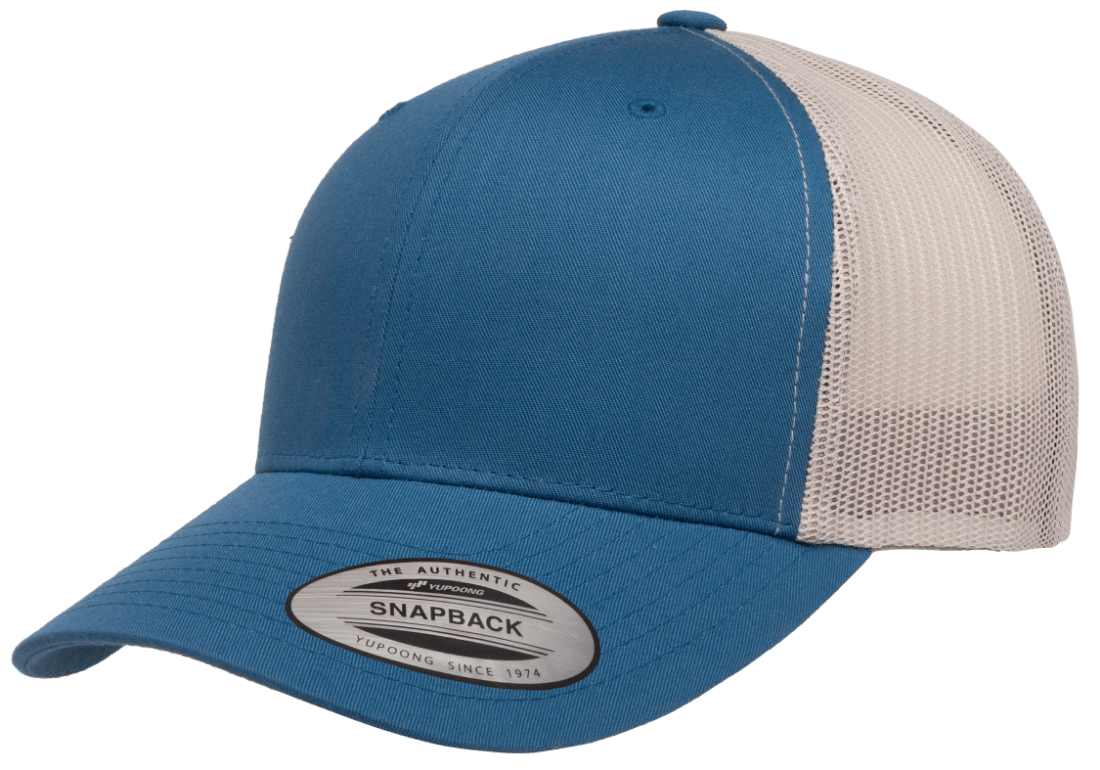 Yupoong 6606(T) – Trucker Hat | Custom Hats with Your Logo in Bulk-Steel Blue/Silver-Dekni-Creations