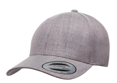 Yupoong 6789M – Pre-Curved Wool Blend Snapback Hat | Custom Hats with Your Logo in Bulk-Heather Grey-Dekni-Creations