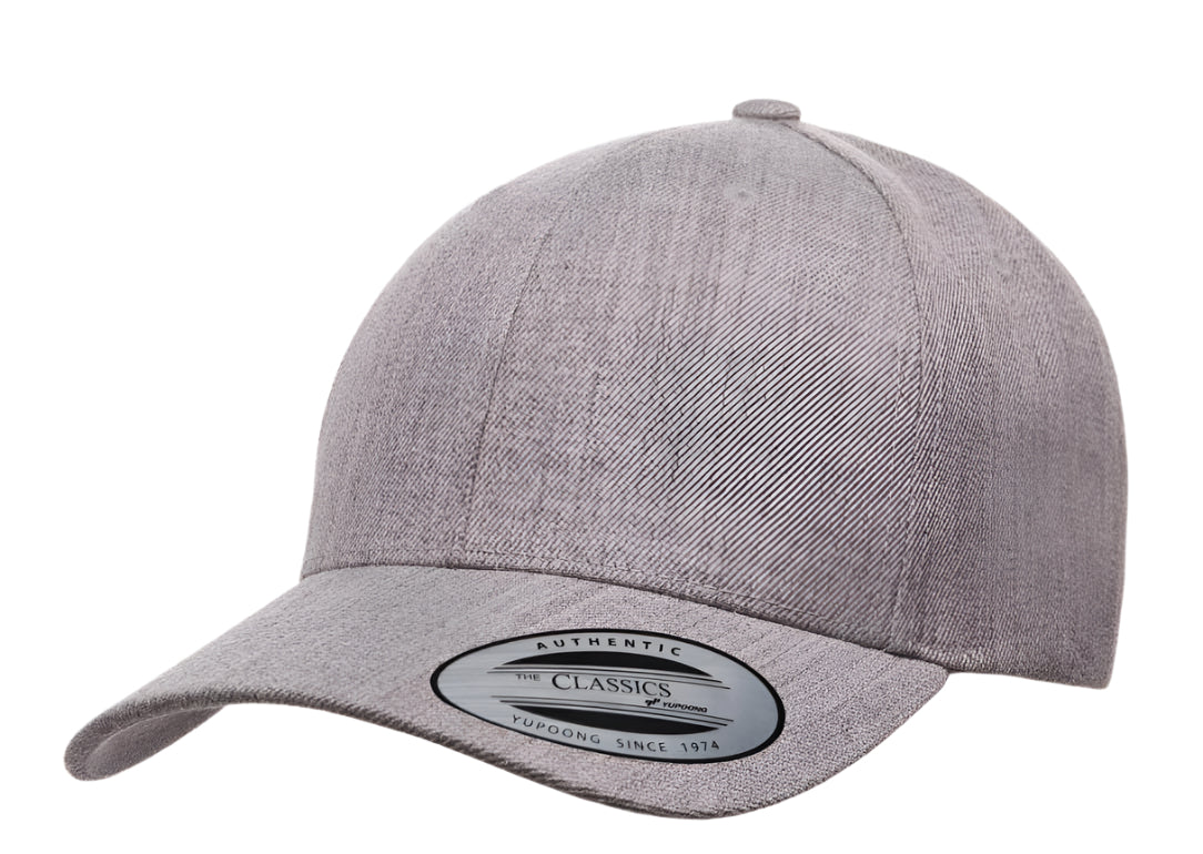 Yupoong 6789M – Pre-Curved Wool Blend Snapback Hat | Custom Hats with Your Logo in Bulk-Heather Grey-Dekni-Creations