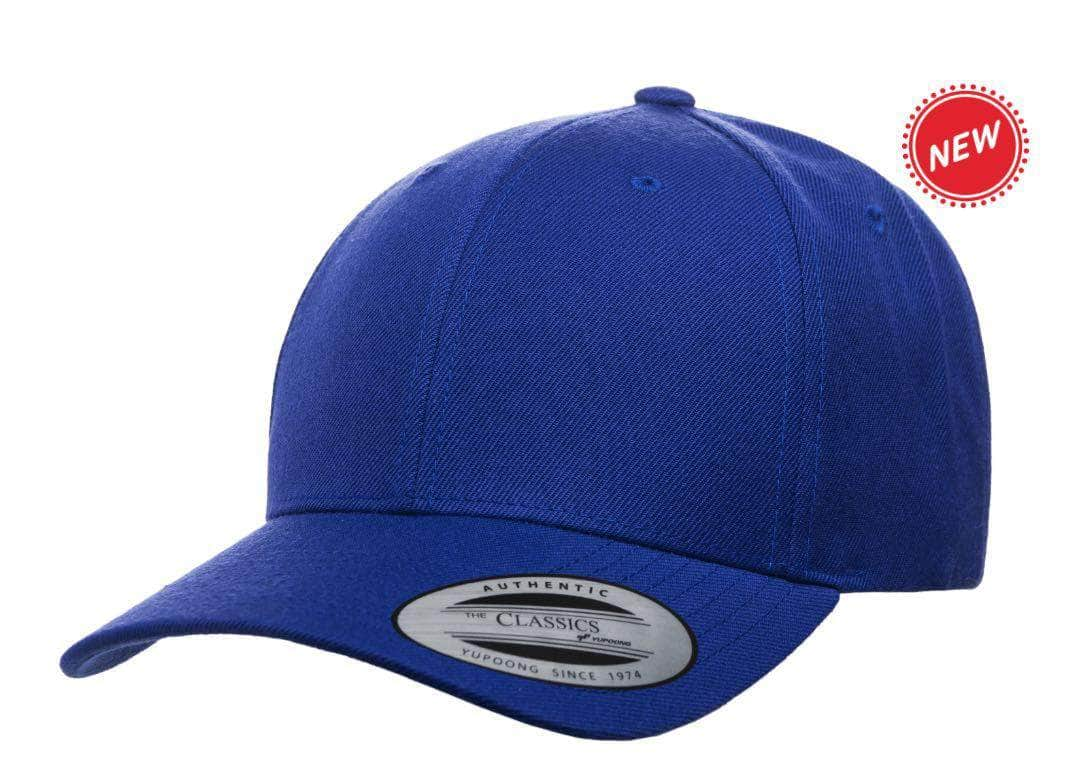 Yupoong 6789M – Pre-Curved Wool Blend Snapback Hat | Custom Hats with Your Logo in Bulk-Royal-Dekni-Creations