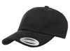 black Peached Cotton Twill Dad Cap for custom Embroidery and Laser engraved leather patch