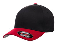 Black Red Wooly Combed Cap for promotional Embroidery and custom Laser engraved leather patch
