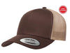 Brown Khaki Retro Trucker Hat for custom laser engraving leather patch and Embroidery