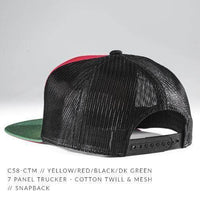 Black 7 Panel Twill Trucker CUSTOM Snapback cap for Embroidery & laser engraving leather patch