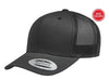 Charcoal Retro Trucker Hat for custom laser engraving leather patch and promotional Embroidery