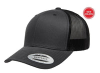 Charcoal Black Retro Trucker Hat for custom laser engraving leather patch and Embroidery