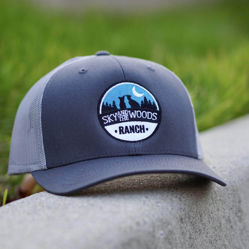 Custom Leather Patch Trucker Hats with Logo | Dekni Creations Smoke Blue/White