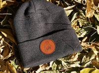 custom leather patch beanies