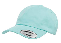 Teal Peached Cotton Twill Dad Cap for custom Embroidery and Laser engraved leather patch