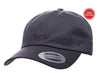 grey Low Profile Cotton Twill Dad Hat for custom Embroidery and Laser engraved leather patch
