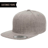 grey 5 Panel 5089m yupoong Snapback cap for custom Embroidery and Laser engraved leather patch logo