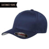 Navy Blue Wooly Combed Cap for promotional Embroidery and custom Laser engraved leather patch