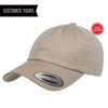 Khaki Low Profile Cotton Twill Dad Hat for custom Embroidery and Laser engraved leather patch