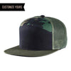 Camo 7 Panel Twill Mesh Trucker CUSTOM Snapback cap for Embroidery & engraving leather patch